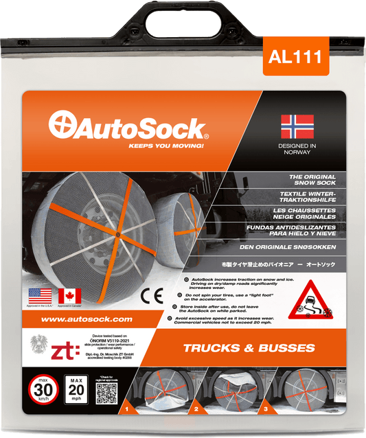 AutoSock AL 111 トラック用オートソックの製品パッケージ(正面図)